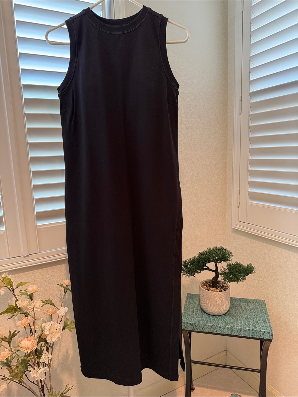 FLX Sleeveless Black Midi Dress with High Neck NWT